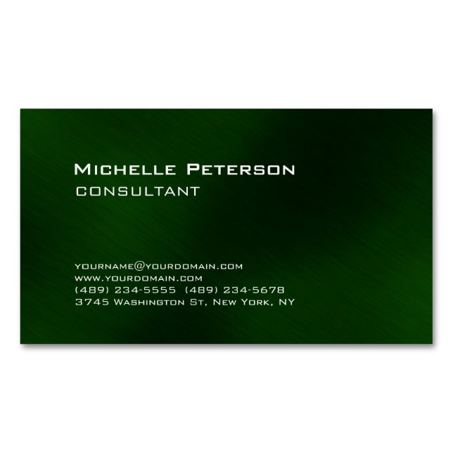 Trendy Dark Green Minimalistisch Modern Schlicht Magnetische Visitenkarte (Vorderseite)