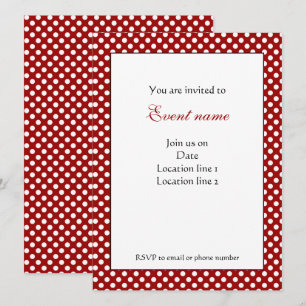 Trendy Dark Red and White polka dots Einladung