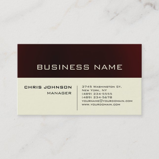 Trendy Dark Red Beige Charm Manager Business Card Visitenkarte (Vorderseite)