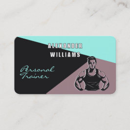 Trendy Dark Sand Blue Green Personal Trainer Visitenkarte