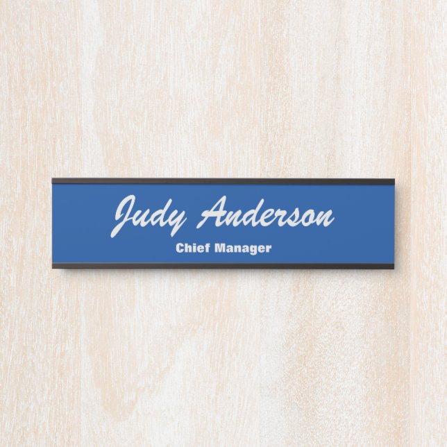 Trendy Deep Blue Beruflich Schlicht Modernes Elega Türschild (Vorderseite )
