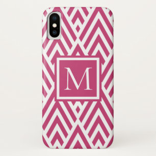 Trendy Deep Pink Monogram Diamond Muster Case-Mate iPhone Hülle