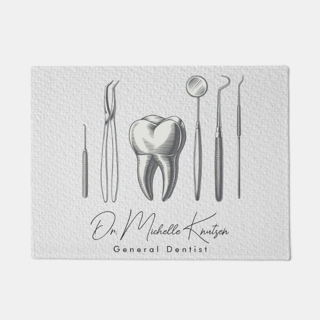 Trendy Dentist Beruflich Dental White Fußmatte (Vorderseite)
