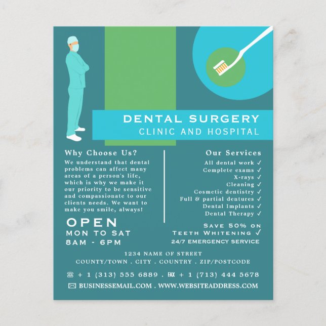 Trendy Dentist Design, Zahntechnik, Zahnarztwerbun Flyer (Vorne)