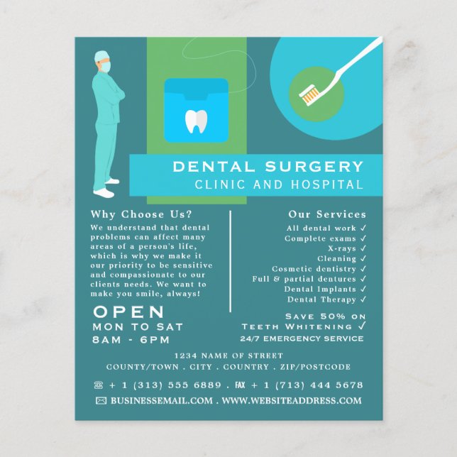 Trendy Dentist Design, Zahntechnik, Zahnarztwerbun Flyer (Vorne)