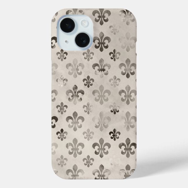 Trendy Distressed Silver Gray Lilie Pattern Case-Mate iPhone Hülle (Rückseite)