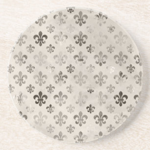 Trendy Distressed Silver Gray Lilie Pattern Sandstein Untersetzer