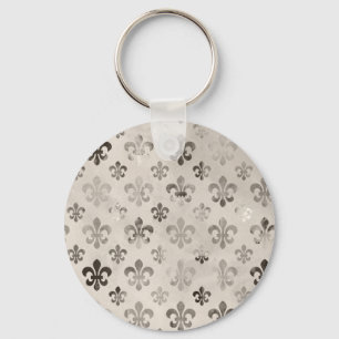 Trendy Distressed Silver Gray Lilie Pattern Schlüsselanhänger