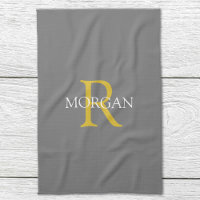 Trendy DIY Monogram & Name, Gold/Weiß Text, Grau