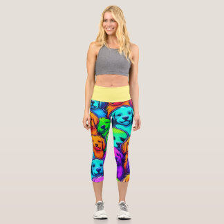 Trendy Dog Pattern für Pet Lovers Capri Leggings
