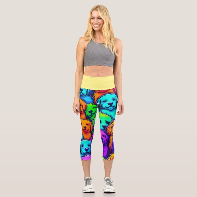 Trendy Dog Pattern für Pet Lovers Capri Leggings (Vorderseite)