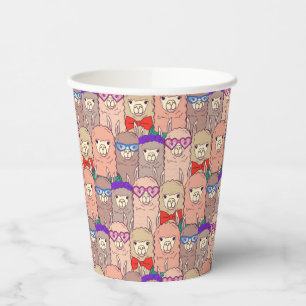 Trendy Dressed Llama Pattern Pappbecher
