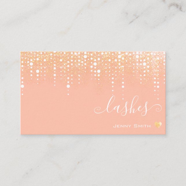 Trendy Driving Light Gold Rain Pastell Pink Peach Visitenkarte (Vorderseite)
