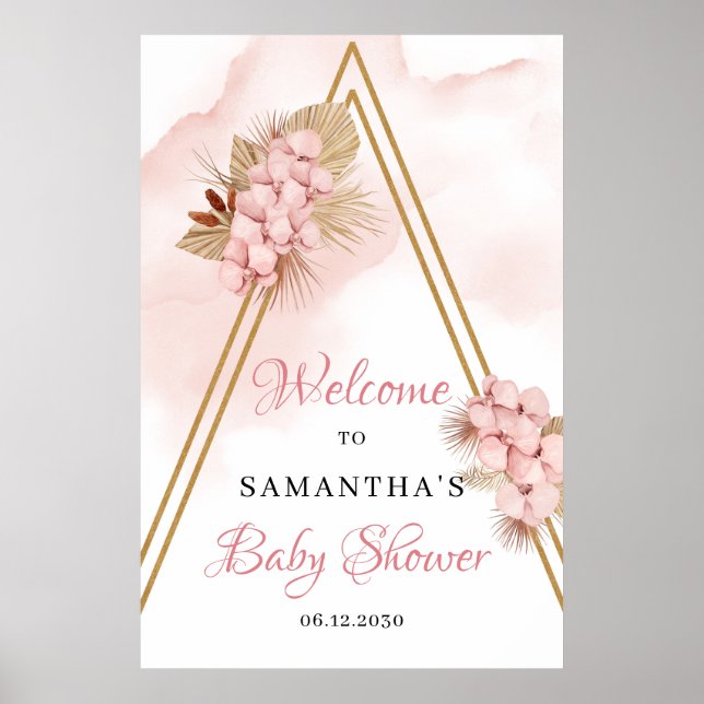 Trendy Driving Palm Blush Pink Orchid Begrüßungsze Poster (Vorne)