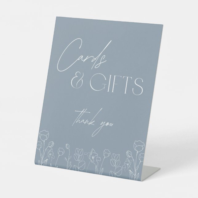 Trendy Dusty Blue Cards und Geschenkgutschrift Sockelschild (Vorderseite)