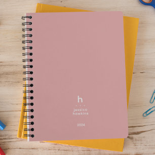 Trendy Dusty Rose Modernes Monogramm Planer