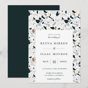 Trendy Earthy Terrazzo Artisan Frame Wedding Einladung