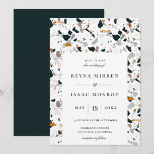 Trendy Earthy Terrazzo Artisan Frame Wedding Invit Einladung