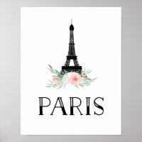 Trendy Eiffelturm und Blume in Rosa | Paris