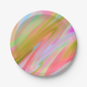 Trendy Einzigartig Pink Blau abstrakte Wellen Pappteller