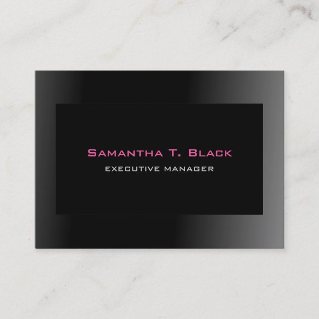 Trendy Elegant Black Gray Pink Führungskraft Manag Visitenkarte (Vorderseite)