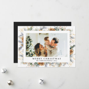 Trendy Elegant Botanisches Foliage   Schwarzes Wei Feiertagskarte