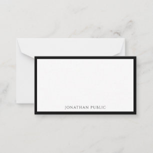 Trendy Elegant Einfaches Schwarz-weißes Template F Mitteilungskarte