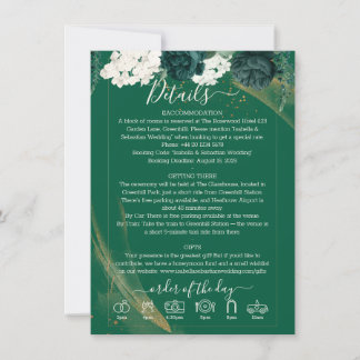 Trendy Elegant Emerald Green Rose Wedding Program Einladung