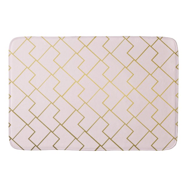 Trendy Elegant Geometric Golden Blush Badematte (Vorderseite)