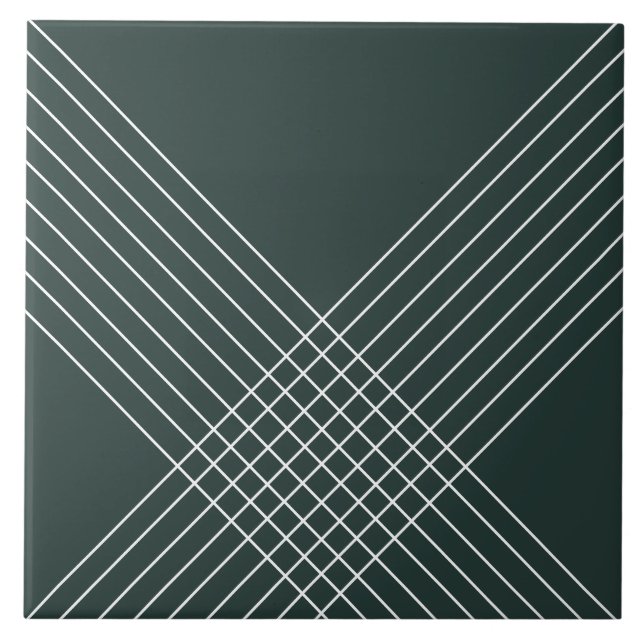 Trendy Elegant Geometric on Deep Green Fliese (Vorderseite)