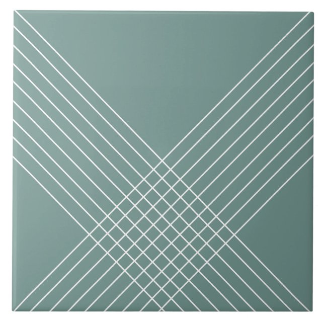 Trendy Elegant Geometric on Sage Green Fliese (Vorderseite)