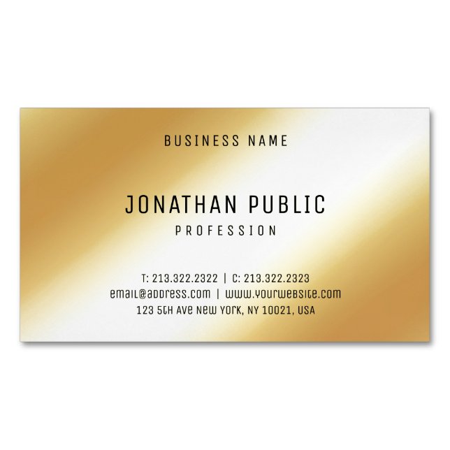 Trendy Elegant Gold Look Berufliche Vorlage Magnetische Visitenkarte (Vorderseite)