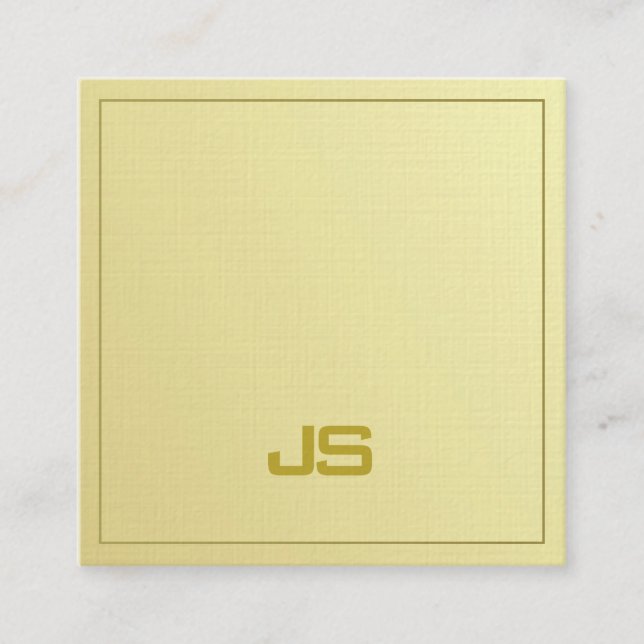 Trendy Elegant Gold Look Monogram Schlicht Luxe Quadratische Visitenkarte (Vorderseite)