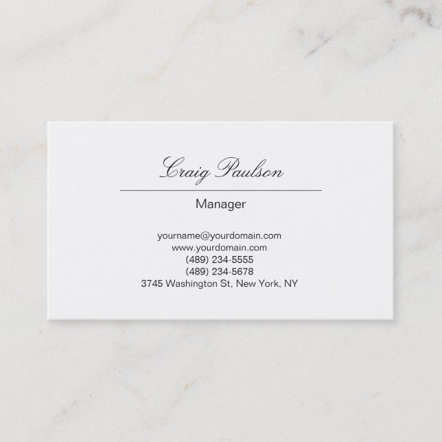 Trendy Elegant Hand Schreiben White Business Card Visitenkarte (Vorderseite)