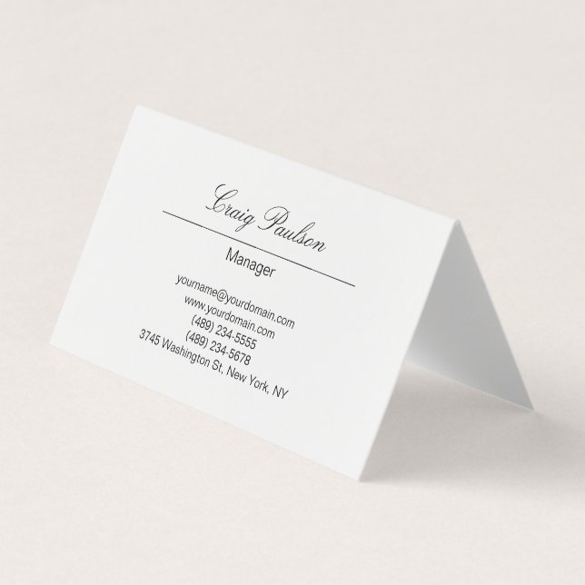 Trendy Elegant Hand Schreiben White Business Card Visitenkarten (Vorderseite)