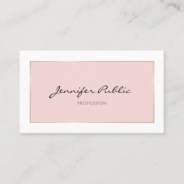 Trendy Elegant Handgeschriebenes Skript Pink Gold  Visitenkarte (Vorderseite)