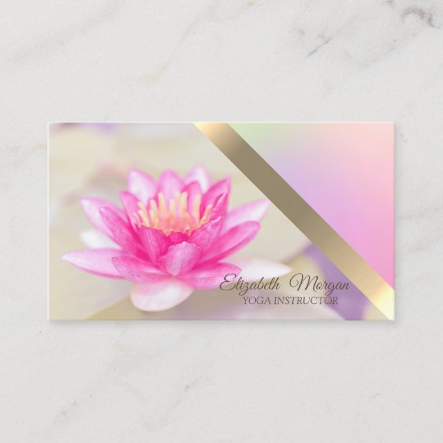 Trendy Elegant Lotus Blume Yoga Instructor Visitenkarte (Vorderseite)