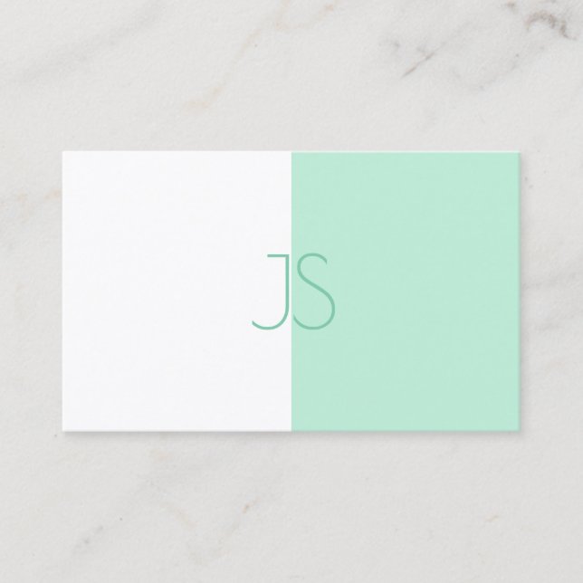 Trendy Elegant Mint Green Modern Monogram Template Visitenkarte (Vorderseite)