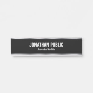 Trendy Elegant Moderne Schwarz-Silber-Vorlage Türschild