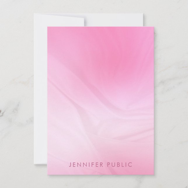 Trendy Elegant rosa Modernes Template Rectangle Mitteilungskarte (Vorderseite)