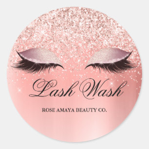 Trendy Elegant Rosé Rot Gold-Wimpernreiniger Runder Aufkleber
