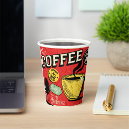 Trendy elegant rustic coffee lovers red pappbecher