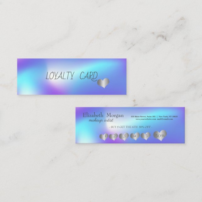 Trendy Elegant Simple Hearts, Holographic Treuekarte (Vorne/Hinten)