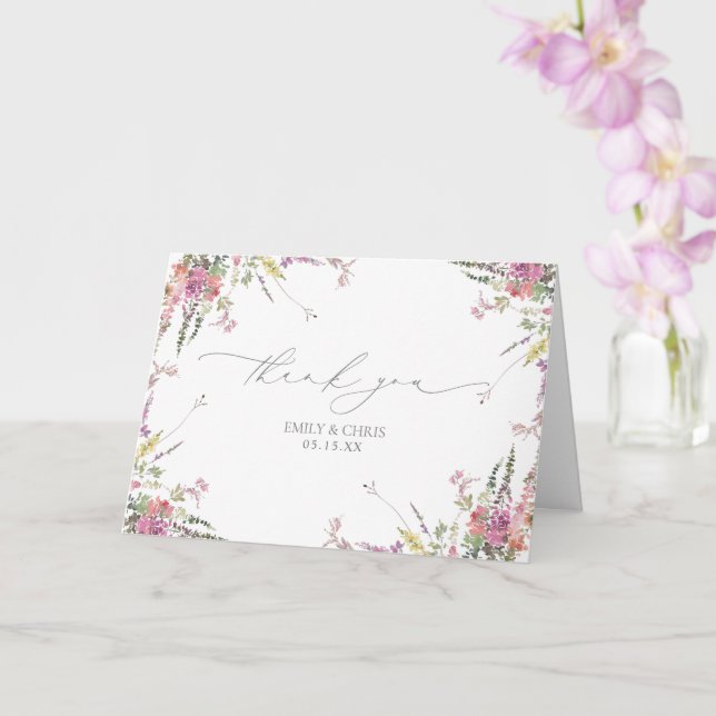 Trendy Elegant Wildblume Floral Wedding Vielen Dan Karte (Orchidee)