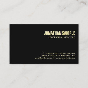 Trendy Elegante Design Schlicht Black Gold Luxury Visitenkarte
