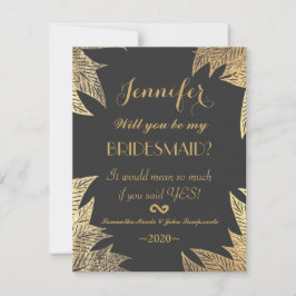 Trendy Elegante Gold Imitate Gezeichnet Leaf-Muste Einladung