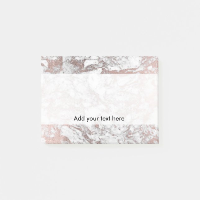 Trendy elegante Imitat Rose Gold Moderner Marmor Post-it Klebezettel (Vorderseite)