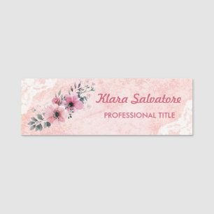 Trendy Elegante Rosa Blume Namensschild