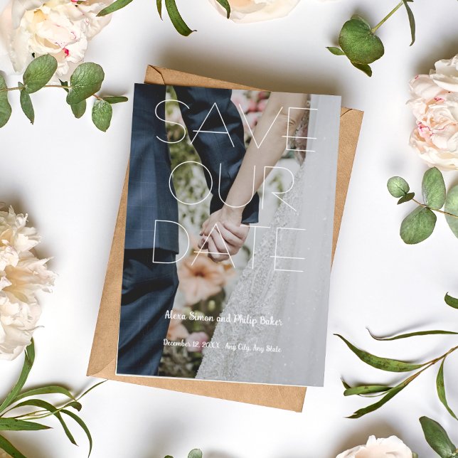 Trendy elegante Verlobung Foto Hochzeit Einladung (1)