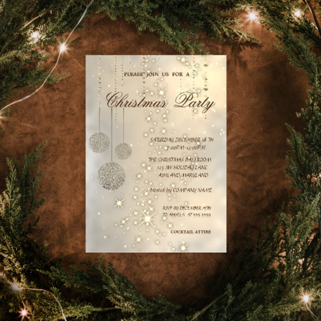 Trendy Elegante Weihnachtsbälle, Weihnachts-Party Einladung (Von Creator hochgeladen)